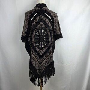 Anthropologie Angel Of The North Knit Fringe Poncho Cardigan Galena One Sz Boho